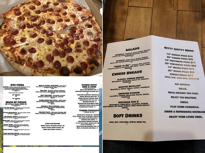 Critters Outdoor Pizza Menu