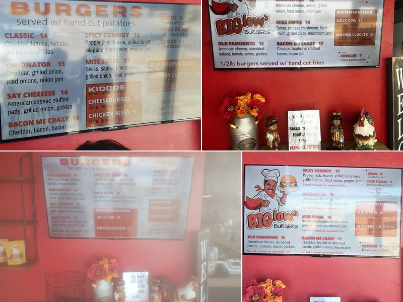 Biglow's Burgers Menu