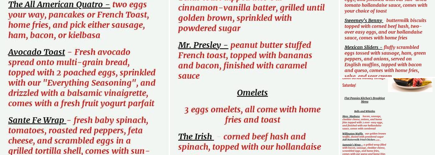 Flat Pennies Kitchen Menu