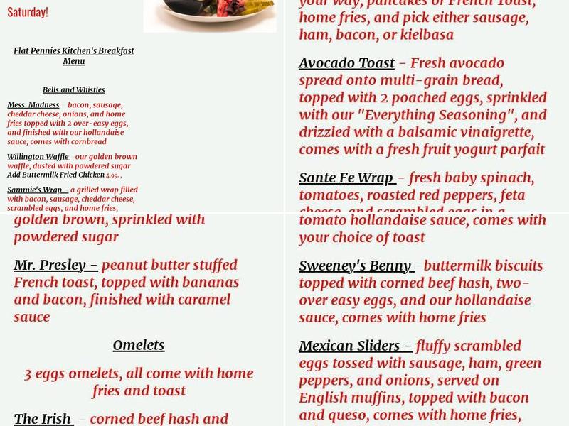 Flat Pennies Kitchen Menu