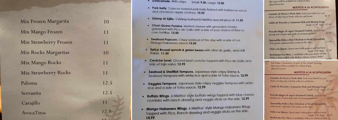 Mixtitos Kitchen Menu