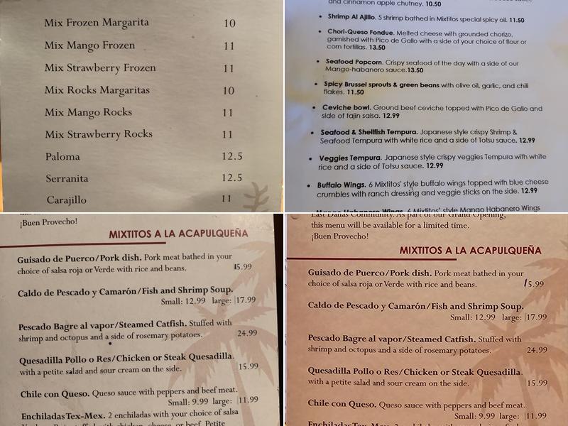 Mixtitos Kitchen Menu