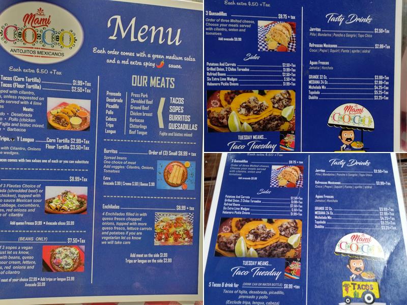 Mami Coco Menu