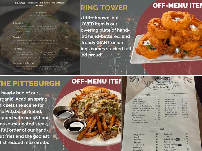 Romero's Menu