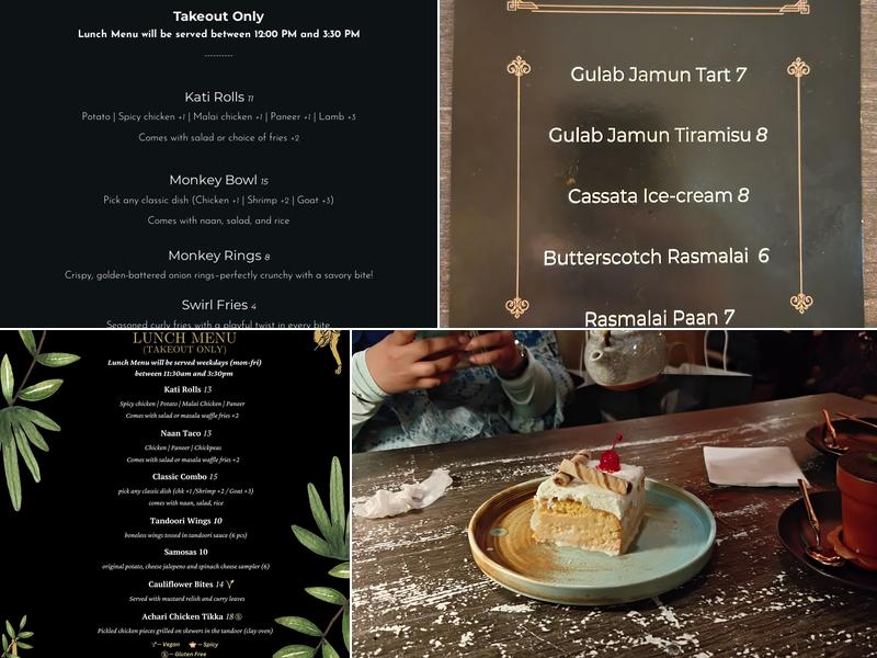 Four Monkeys Indian Bistro Menu