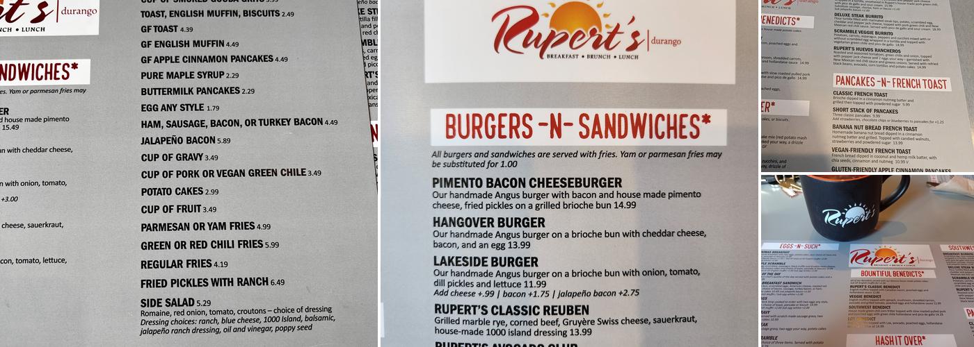 Rupert's Durango Menu