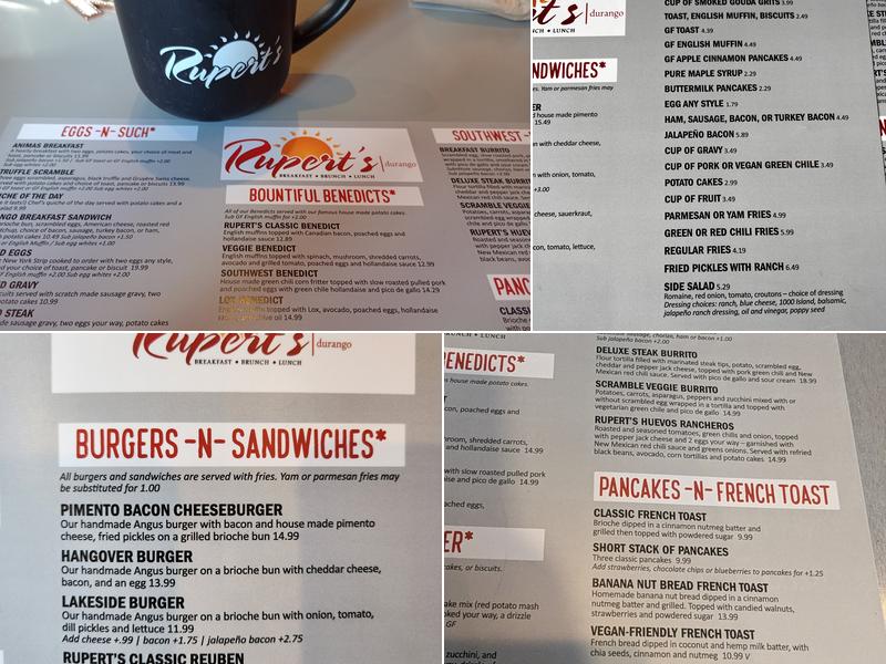 Rupert's Durango Menu