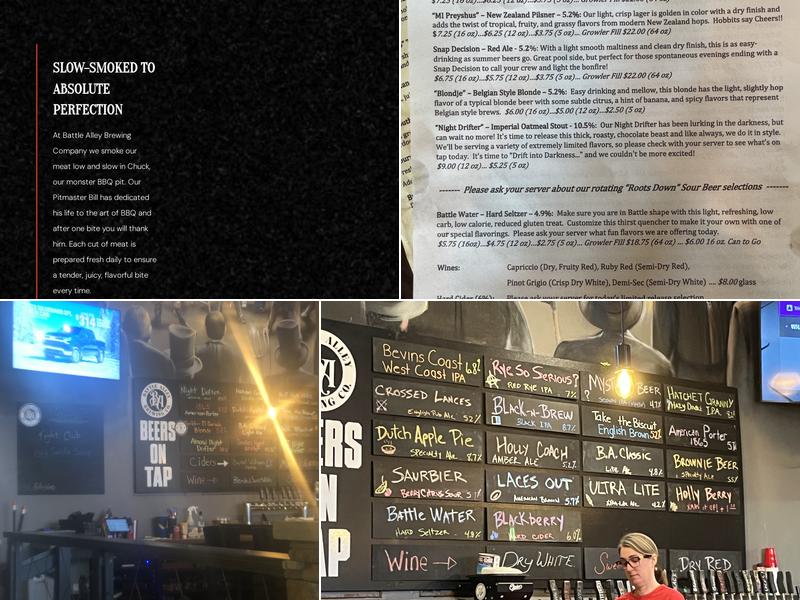 Battle Alley Brewing Co. Menu