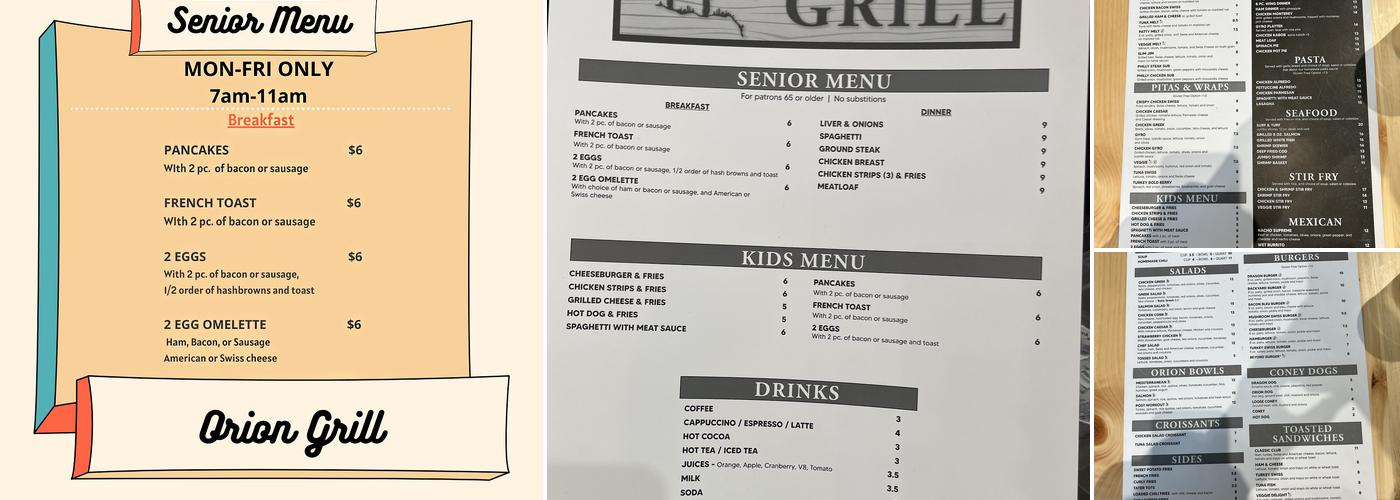 Orion Grill Menu