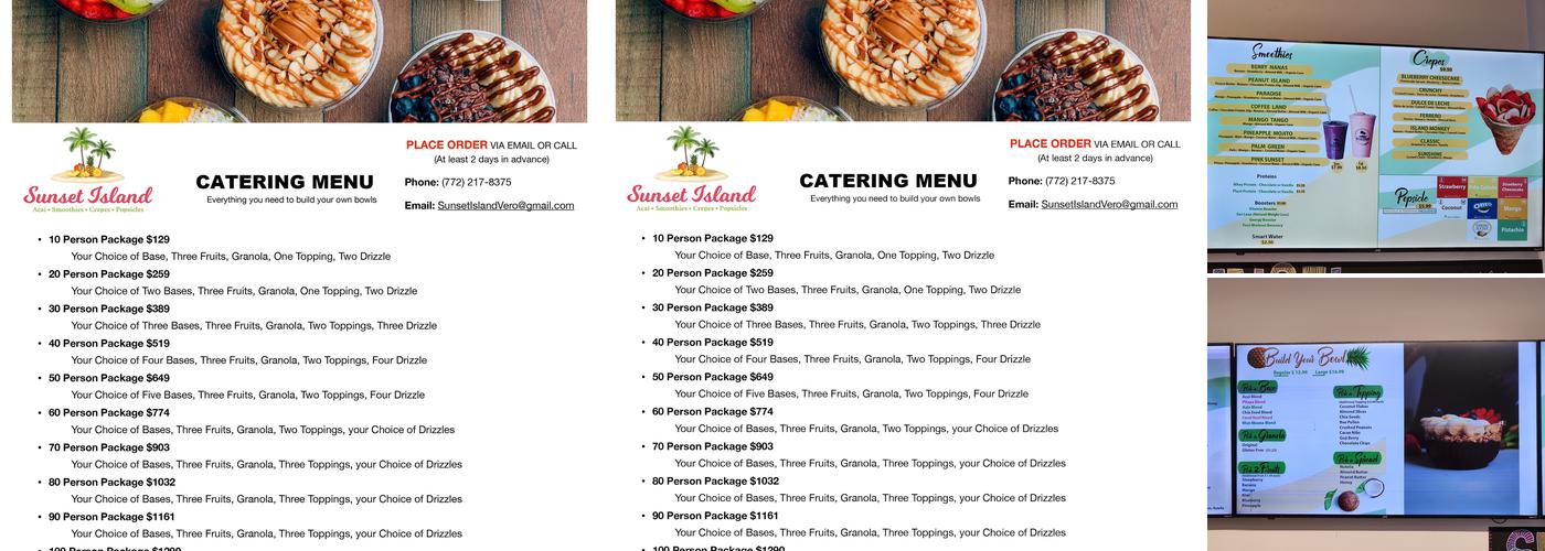 Sunset Island Menu