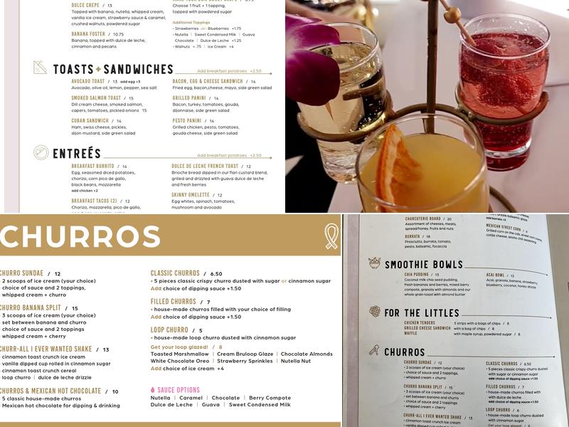 Dulce Churros, Ice Cream and Cocktails Menu