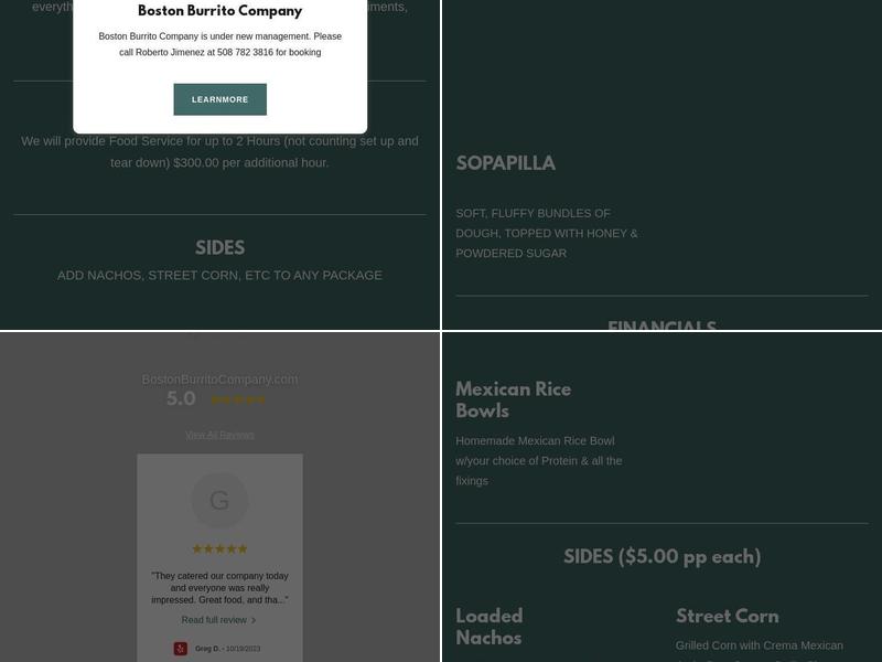 Boston Burrito Company Menu