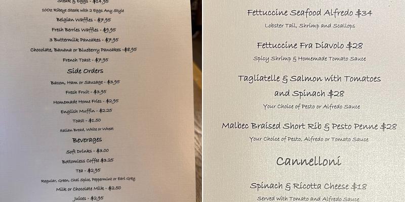 Camila Surf n' Turf Menu
