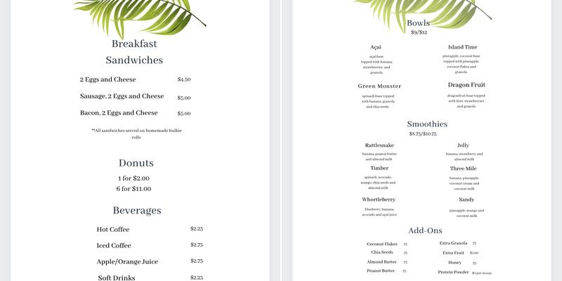 Fresh! Menu