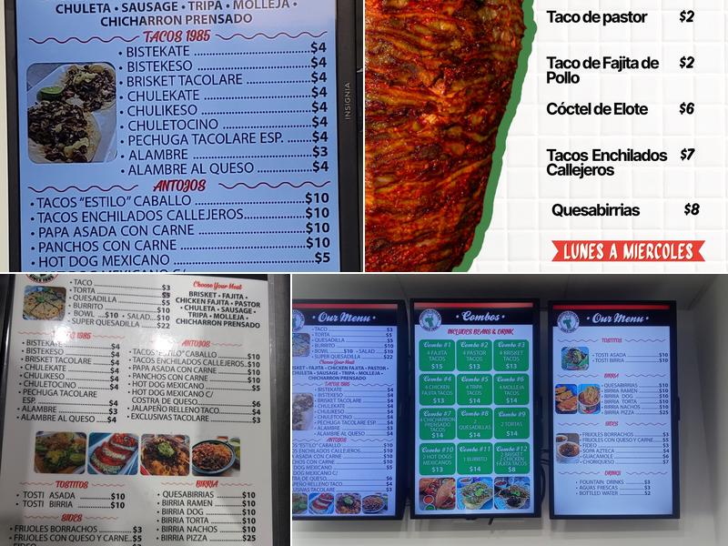 Taqueria Tacolare Menu