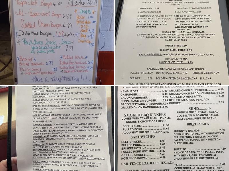 Rail Fence Barbeque and Burgers Menu