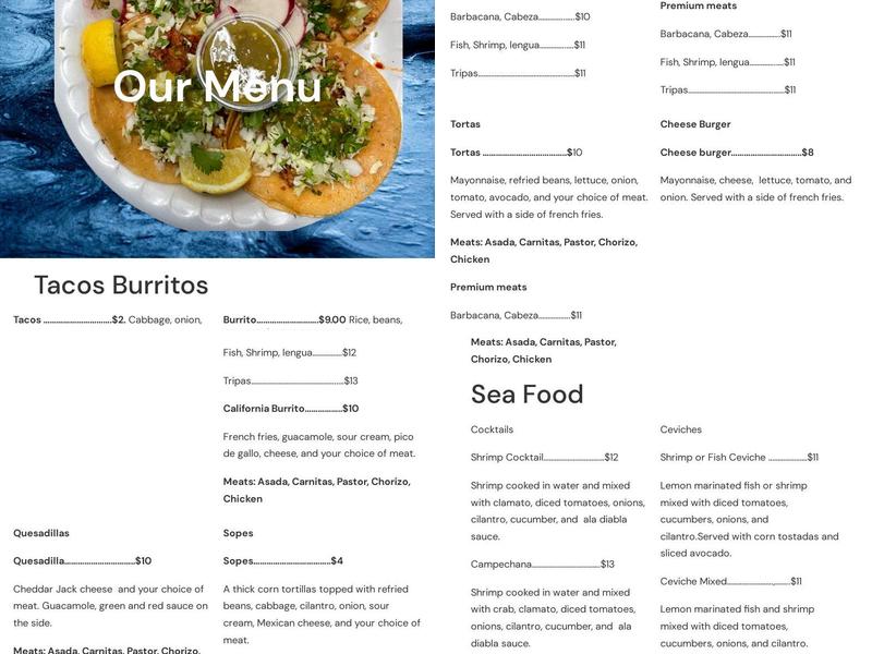 Taqueria Hermanos Aleman Menu