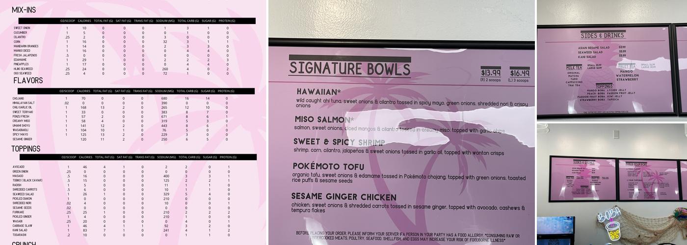 Pokemoto Colchester Menu