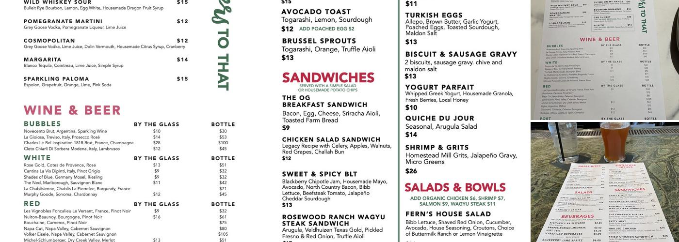 Fern In The Wild Menu