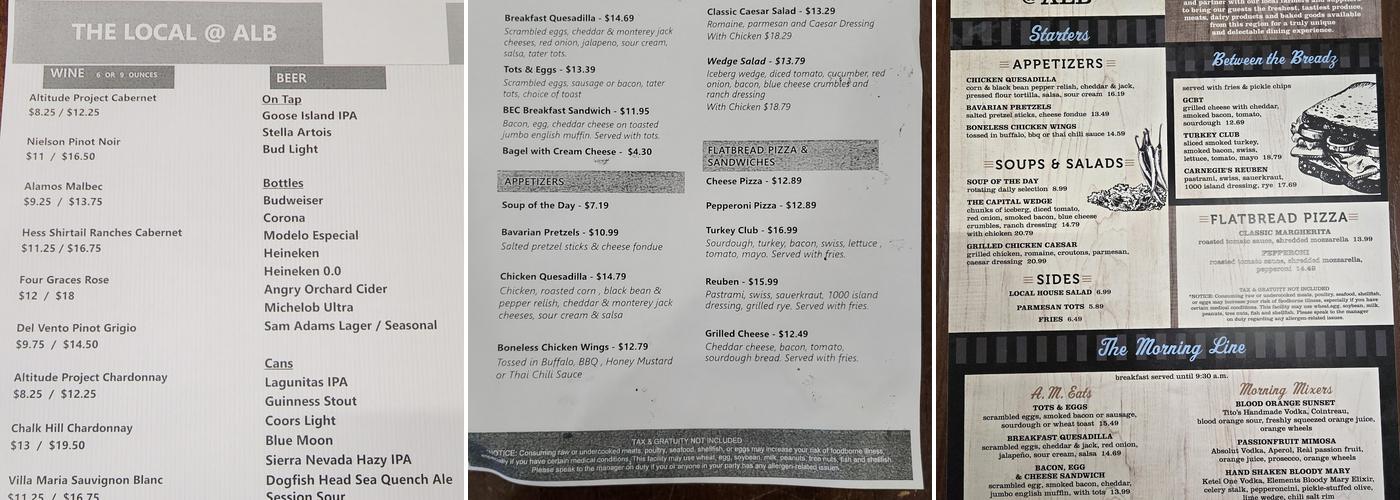 The Local @ ALB Menu