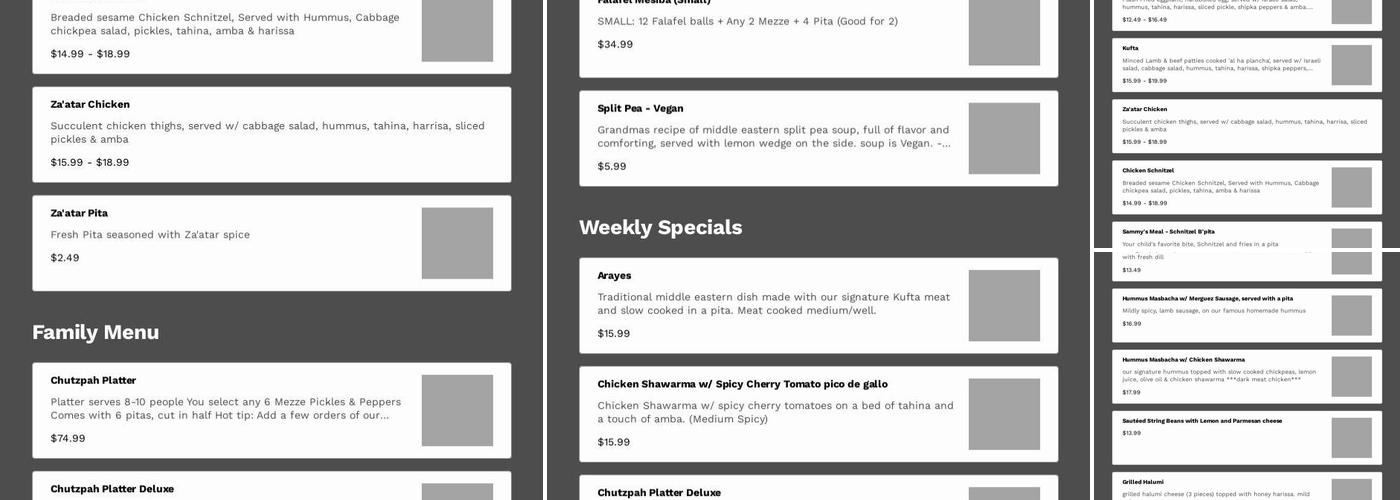 Chutzpah Kitchen Menu