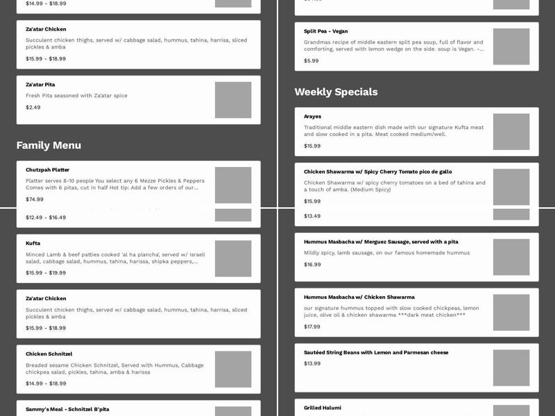 Chutzpah Kitchen Menu