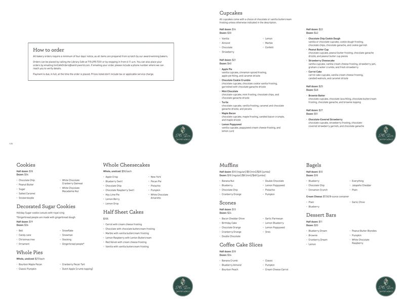 Library Café Menu