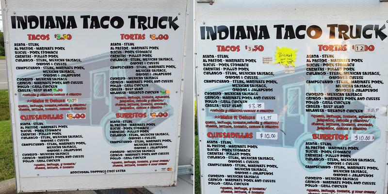 Indiana Taco LLC Menu