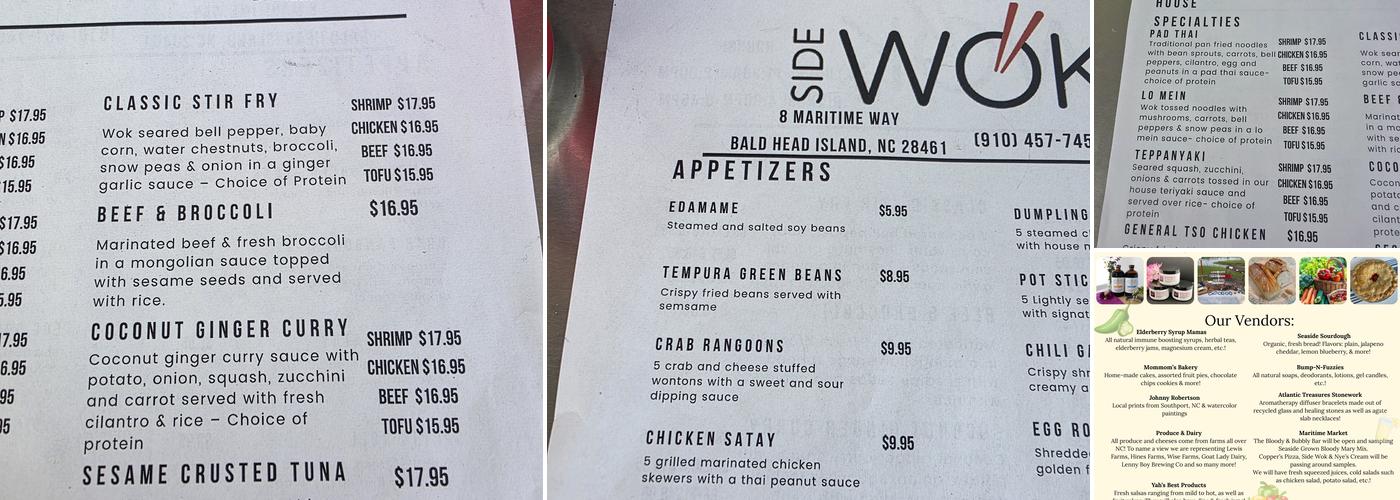 Side Wok Menu