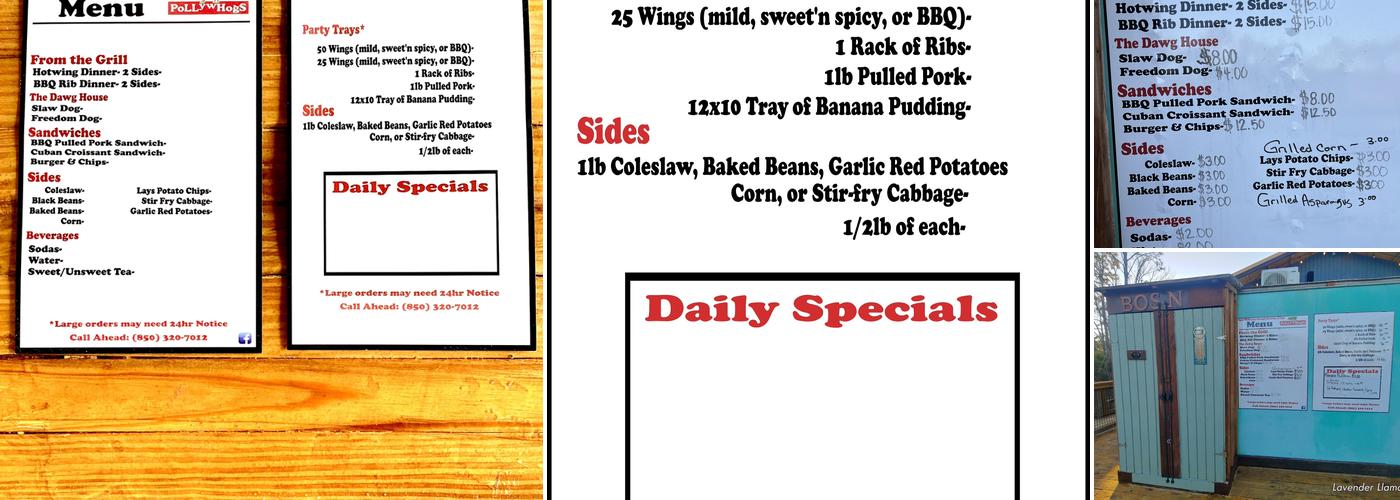 Pollywhogs Menu