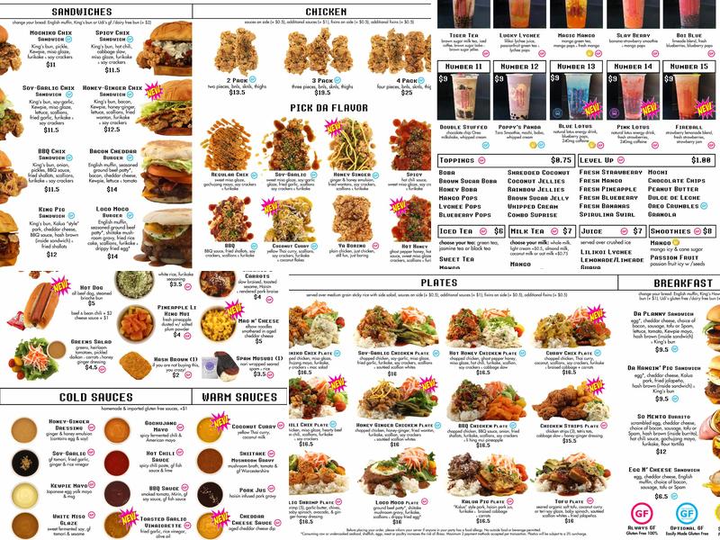 Mochiko Hawaiian Menu