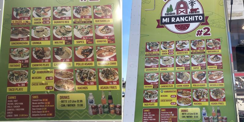 Taqueria Mi Ranchito #2 Menu