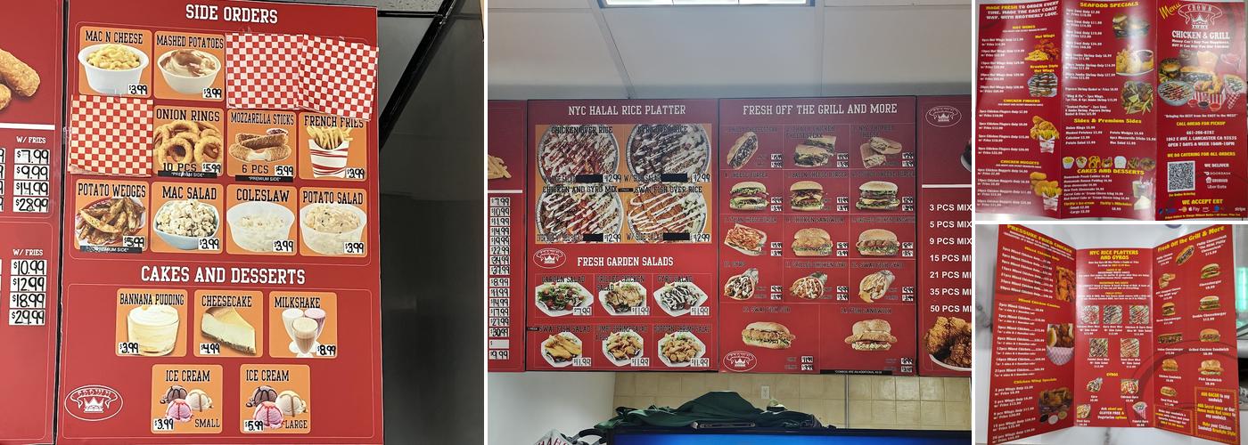 Crown Chicken & grill Menu