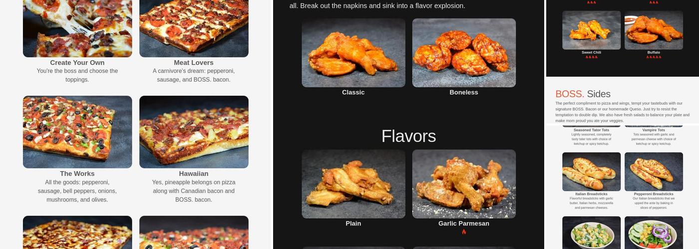BOSS. Pizza Plus Wings Menu