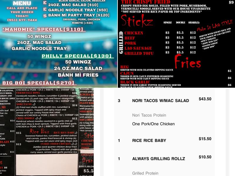 Wingz & Mi Menu