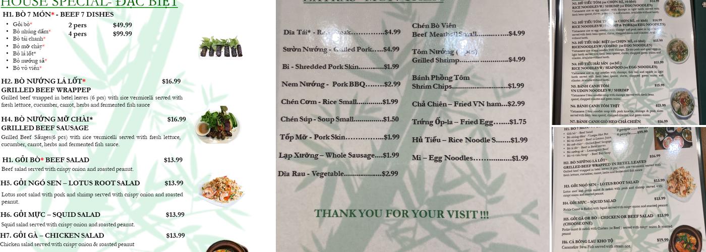 Thien Phuoc Restaurant Menu