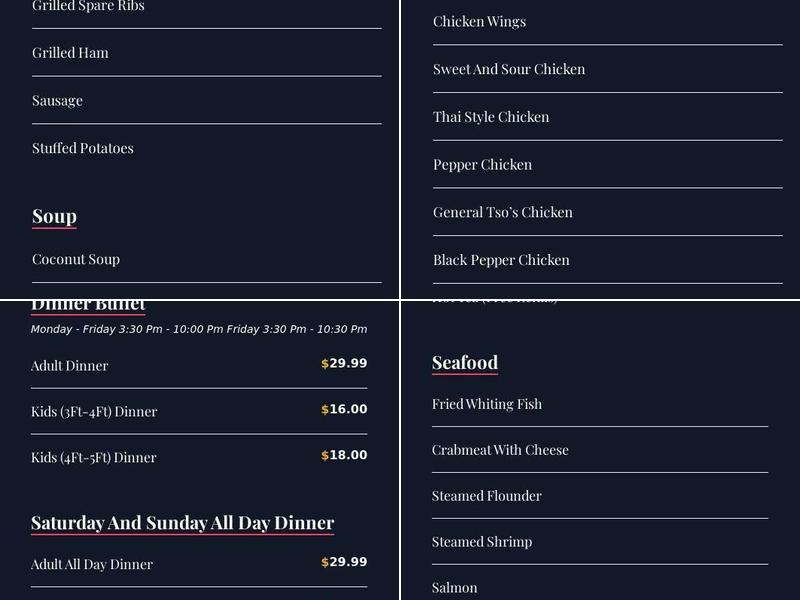 Flaming Grill & Modern Buffet- East Hanover Menu