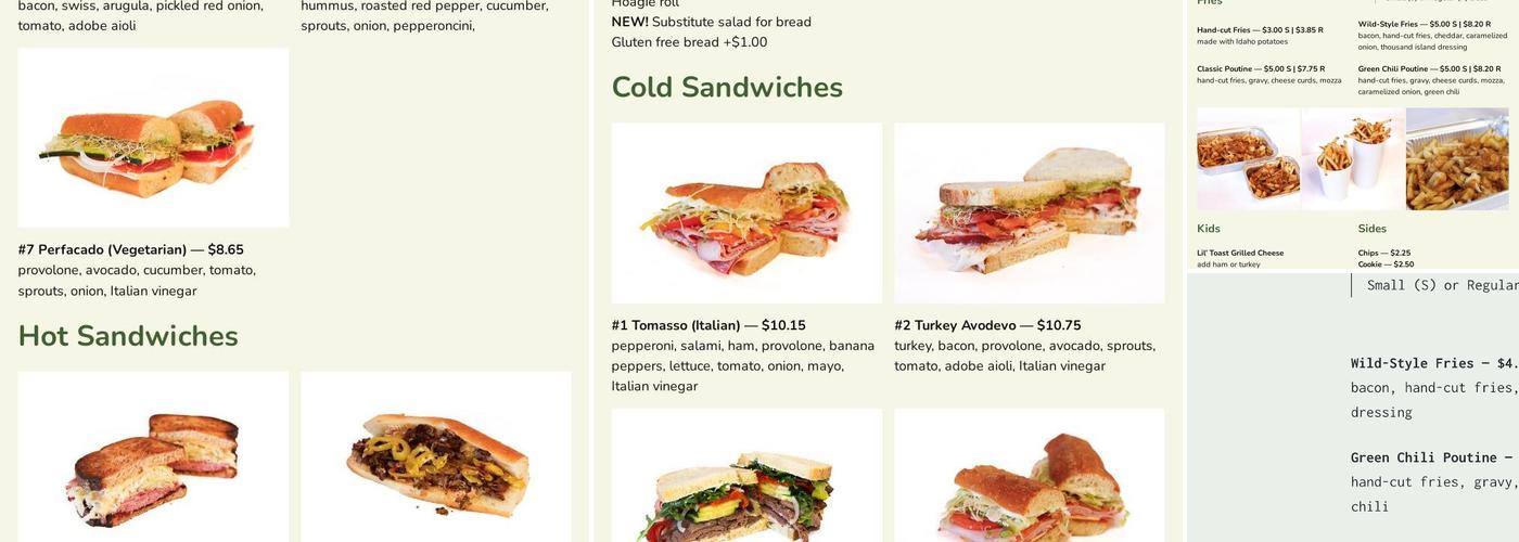Tom's Deli Menu