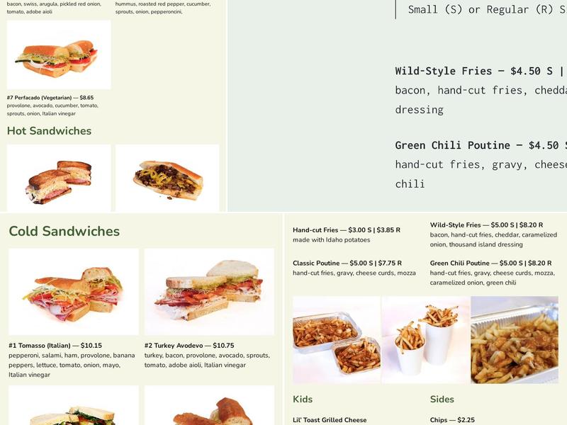 Tom's Deli Menu