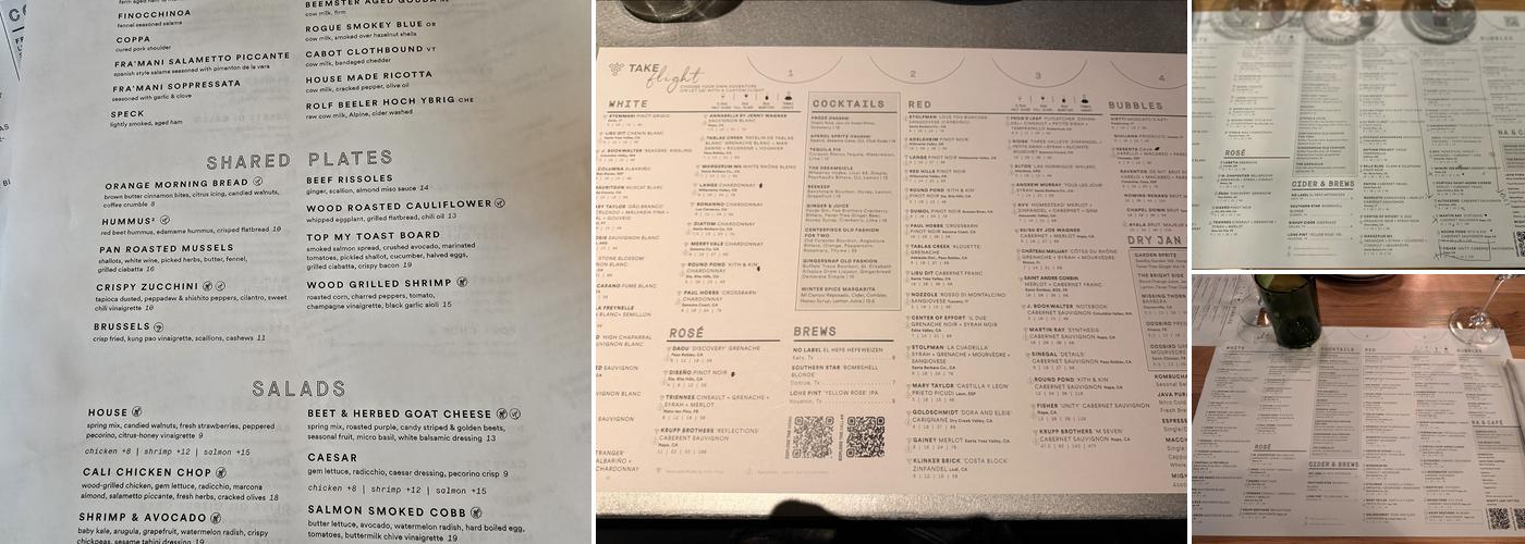 Sixty Vines Menu
