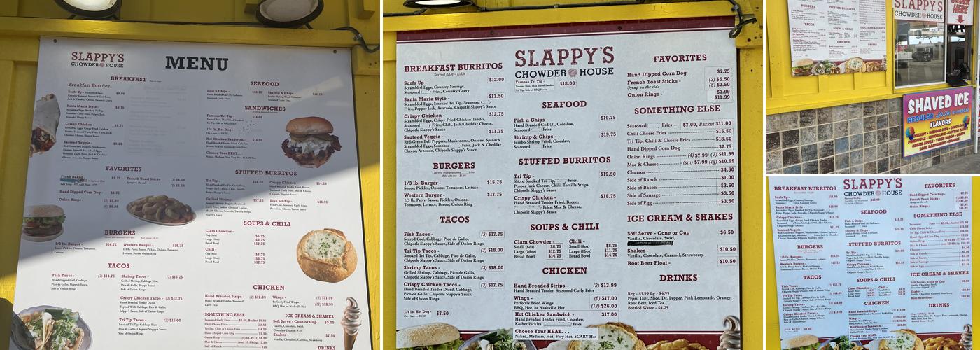 Slappy’s Chowder House Menu