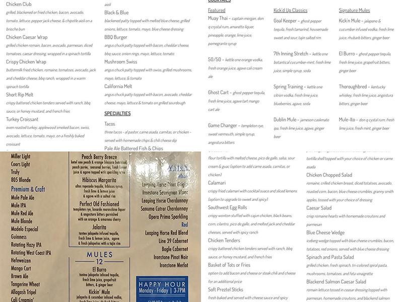 Stubborn Mule Glendora Menu