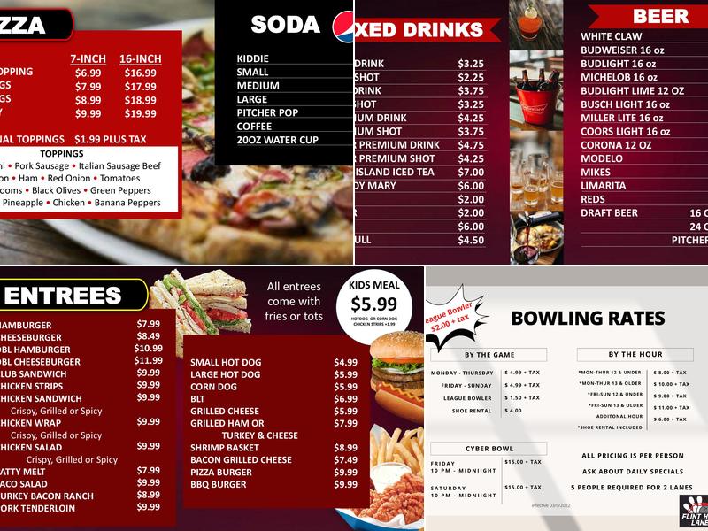 Flint Hills Lanes Menu