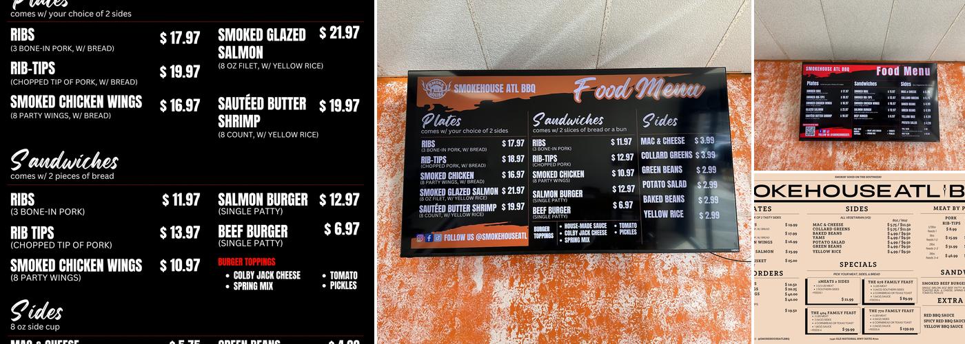 Smokehouse ATL BBQ Menu