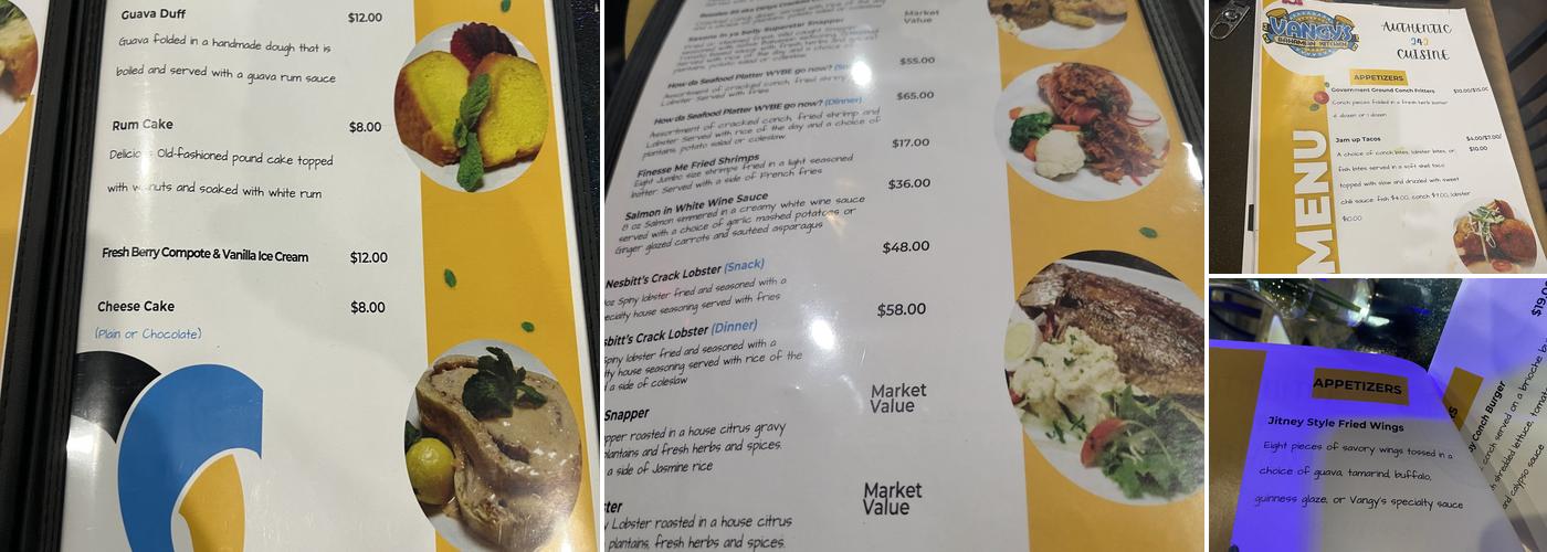 Vangys Bahamian Kitchen Menu