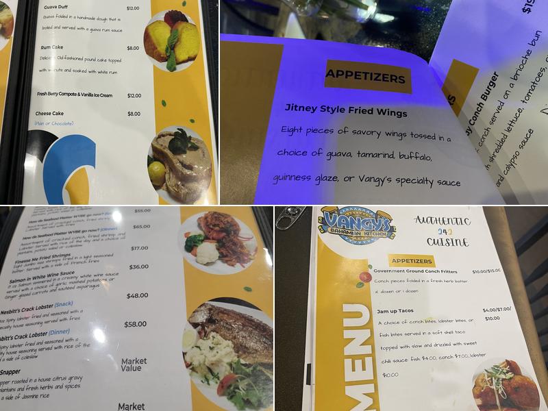 Vangys Bahamian Kitchen Menu