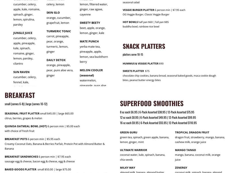 Green & Tonic Menu