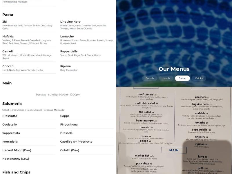 Augustine’s Salumeria e Pasta Joint Menu