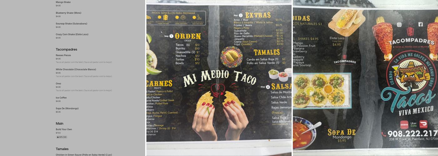 Tacompadres Menu
