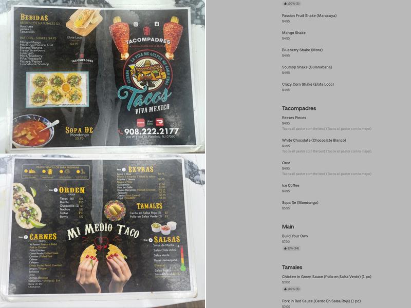 Tacompadres Menu